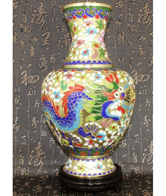 景泰藍花絲銀藍 12寸花瓶
